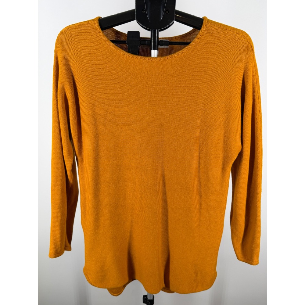 Michael Kors Womens Mustard Yellow Knit Side Zip Sweater Marigold Medium - Picture 2 of 8